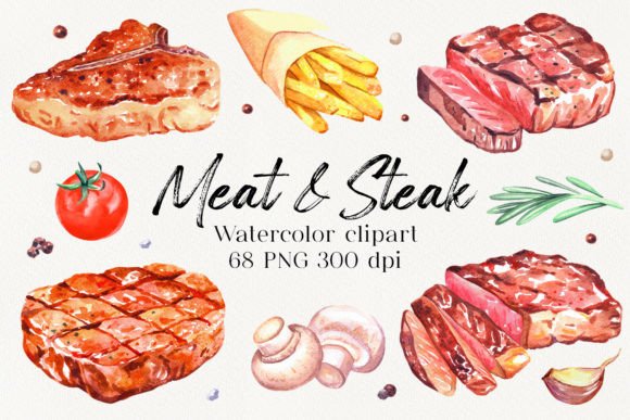 Download Smoke Meat. Watercolor Food Clipart PNG. - Premium Resources