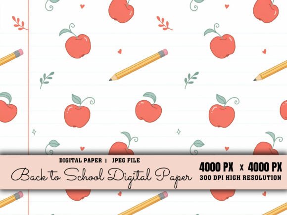 Download Cute Apple Back to School Digital Paper - Cute Collection