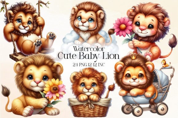 Download Cute Baby Lion Clipart Bundle - Cute Collection