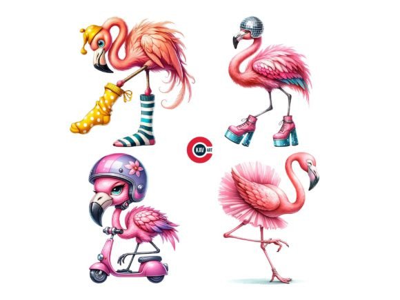 Download Cute Funny Flamingo Birds Clipart - Cute Collection