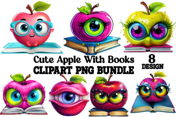 Download Cute Apple with Books Clipart - Cute Collection