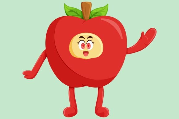 Download Cute Apple Character Design Illustration - Cute Collection