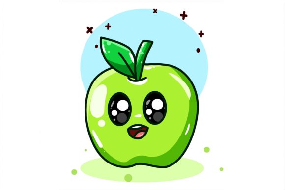 Download Hand Drawn Cute Little Green Apple - Cute Collection