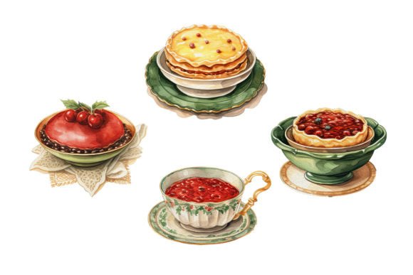 Download Christmas Desserts, Watercolor Food Set - Watercolor food Collection