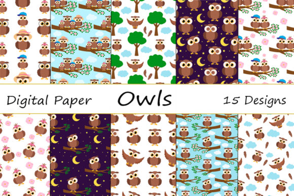 Download Set Seamless Patterns Cute Owl Vector - Cute Collection