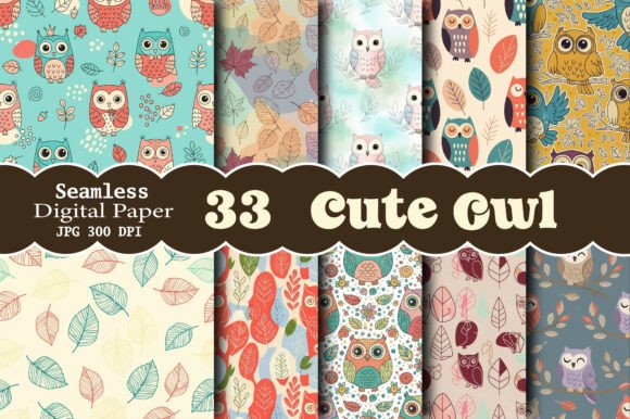 Download Cute Owl Digital Papers Set - Cute Collection