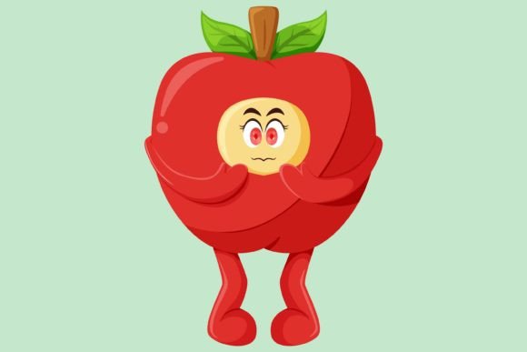 Download Cute Apple Character Design Illustration - Cute Collection