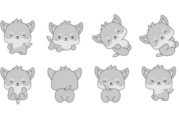 Download Kawaii Wolf Illustration Collection - Wolf illustration Collection