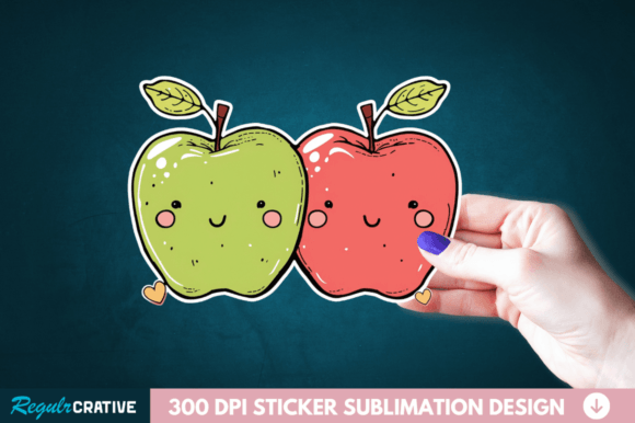 Download Cute Apple Couple Sticker PNG Clipart - Cute Collection
