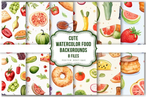 Download Cute Watercolor Food Backgrounds Pack - Cute Collection