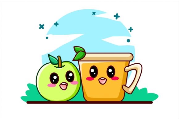 Download A Cup of Tea with Cute Apple - Cute Collection