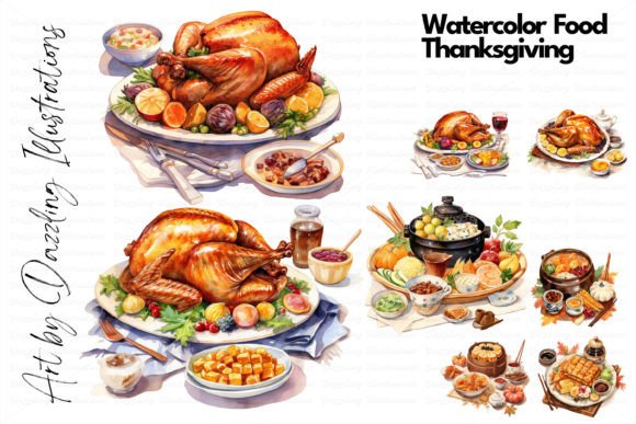 Download Watercolor Food: Thanksgiving | Asian - Watercolor food Collection