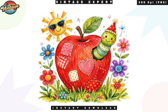 Download Cute Apple Worm Watercolor PNG - Cute Collection