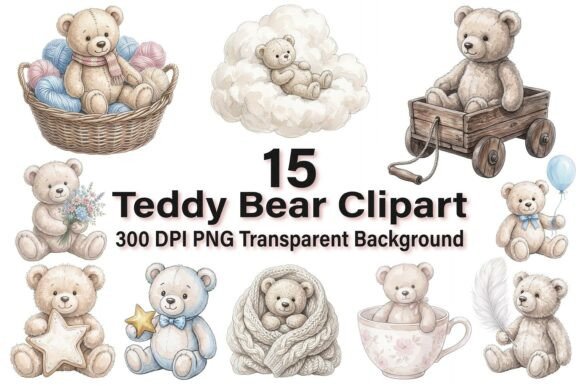 Download Cute Watercolor Teddy Bear Clipart - Cute Collection