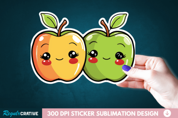 Download Cute Apple Couple Sticker PNG Clipart - Cute Collection