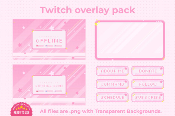 Download Cute Pink Twitch Overlay Stream Package - Cute Collection