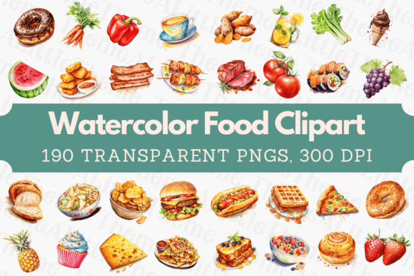 Download Watercolor Food Clipart - 190 PNGs - Watercolor food Collection