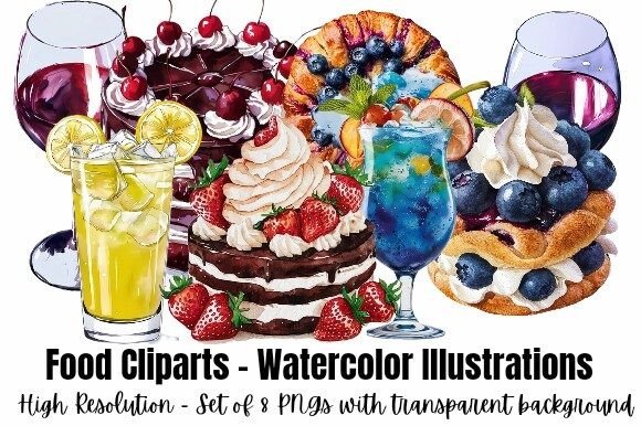 Download Delicious Watercolor Food Illustrations - Watercolor food Collection