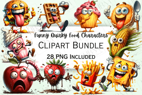 Download Funny Watercolor Food Characters - Watercolor food Collection