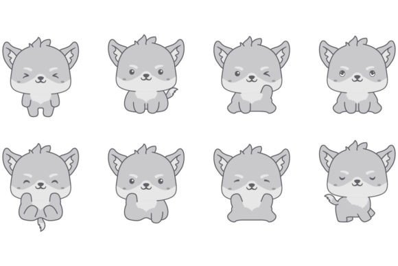 Download Kawaii Wolf Illustration Collection - Wolf illustration Collection