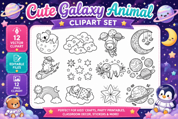 Download Cute Galaxy Animal Digital Clipart PNG - Cute Collection